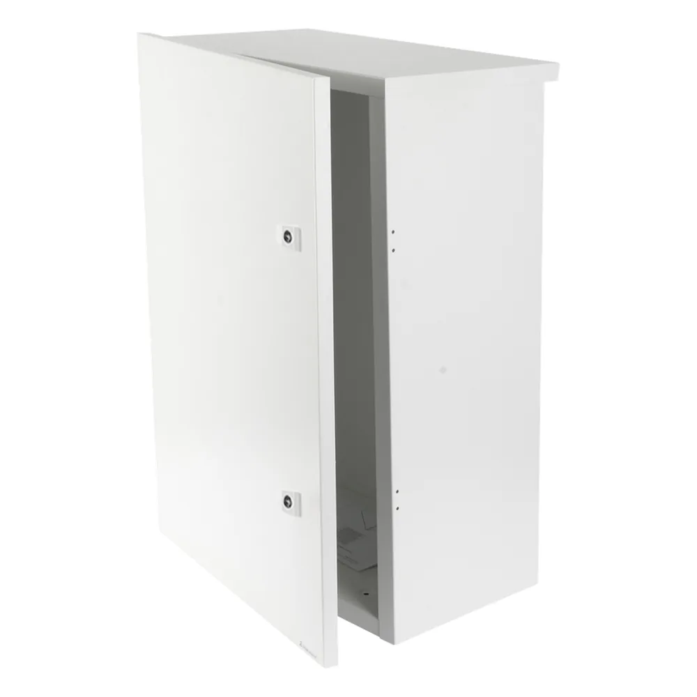 Gabinete para instalación de 2 Baterías PL110D12, Fabricado en Lámina Galvanizada, Accesorios para piso o poste (No incluidos)