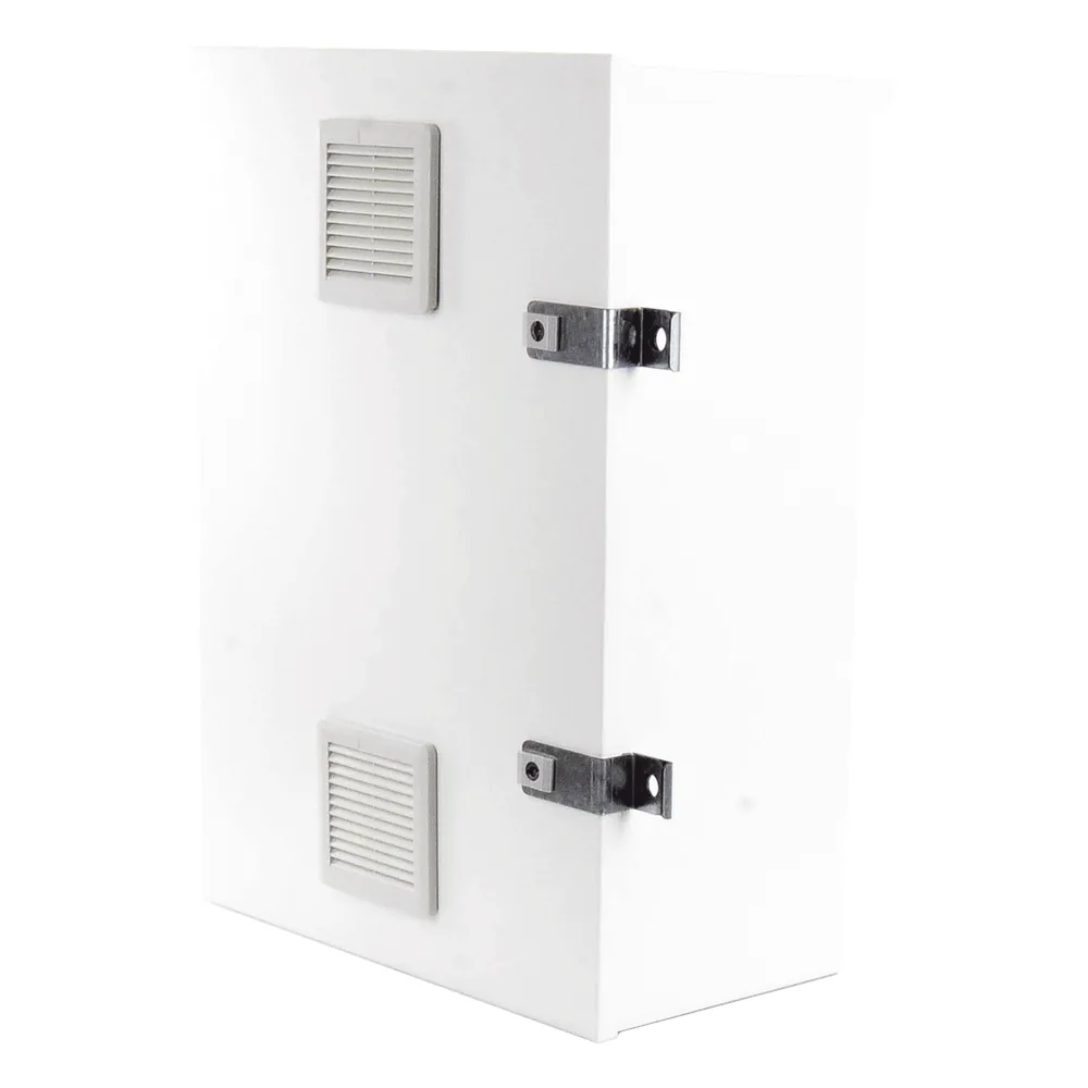 Gabinete para instalación de 2 Baterías PL110D12, Fabricado en Lámina Galvanizada, Accesorios para piso o poste (No incluidos)