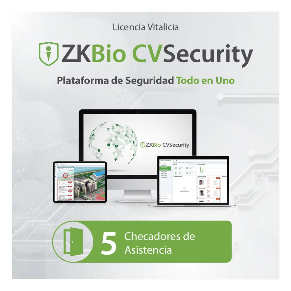 Licencia para ZKBio CVsecurity permite gestionar hasta 5 dispositivos para tiempo y asistencia