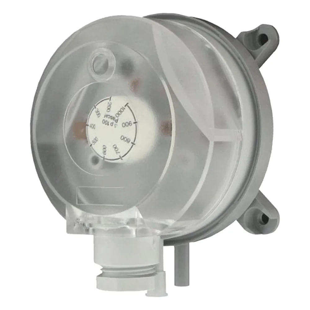 Interruptor de presión diferencial ajustable con perilla de doble escala para monitoreo de aire en sistemas HVAC