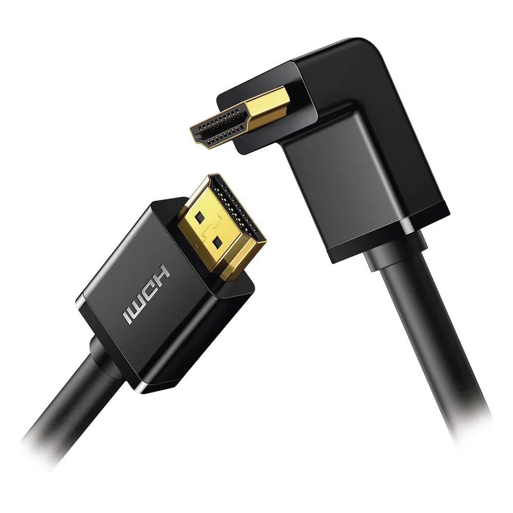 Cable HDMI 2.0 en Ángulo de 90° / 3 Metros (9.84 Pies) / 4K@60Hz / HDR / 3D / HEC (Canal Ethernet HDMI) / ARC (Canal de Retorno de Audio) / CEC / 32 Canales de Audio / HDCP 2.2 / Dolby Atmos / 18 Gbps / Blindaje Múltiple