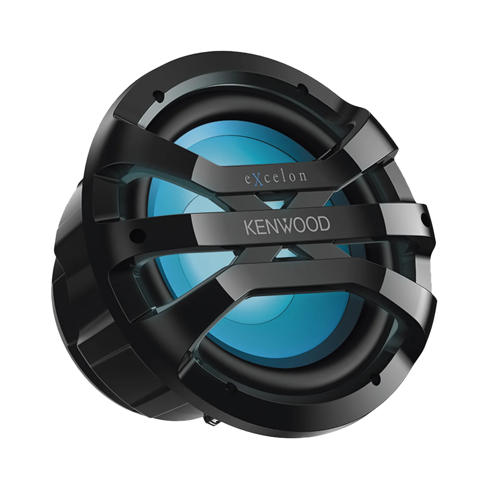 Subwoofer excelon motorsport de 10" fabricado en rejilla color negro, cuenta con iluminación Led ajustable vía RF
