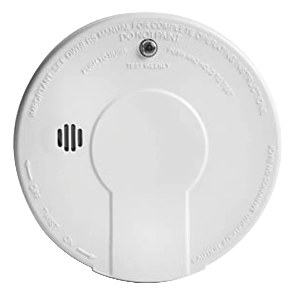Alarma de humo por ionización 120 VAC/DC con respaldo de batería 9V, interconectable hasta 24 dispositivos, botón único Hush y prueba