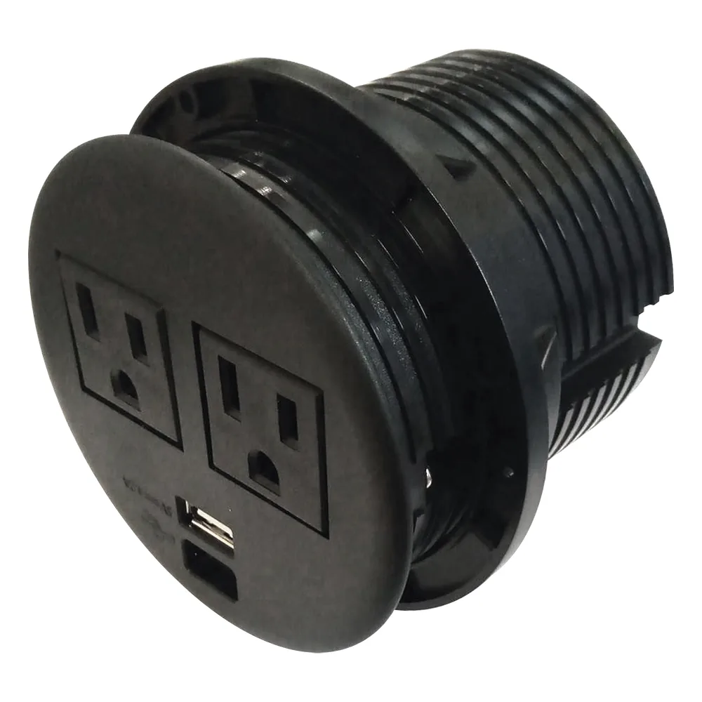 Multicontactos Empotrable Doble/ USB A & C, Color Negro, No Incluye Cable de Poder (11000-83604)