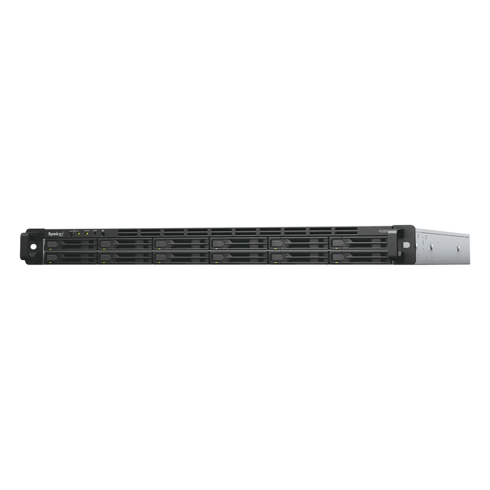 Servidor de Almacenamiento FlashStation FS2500/S | 12 Bahías SSD SATA 2.5" | 1U | 170,000 IOPS Lectura | 82,000 IOPS Escritura | 2 Puertos 10GbE | 2 Puertos 1GbE | Compatibilidad VMware, Hyper-V, XenServer, OpenStack .
