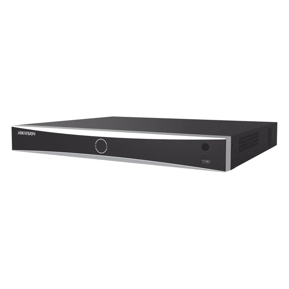 NVR 12 Megapixel (4K) / 16 canales IP / AcuSense (Evita Falsas Alarmas) / Reconocimiento Facial / 2 Bahías de Disco Duro / HDMI en 4K / Sin Puertos PoE+ / Alarmas I/O