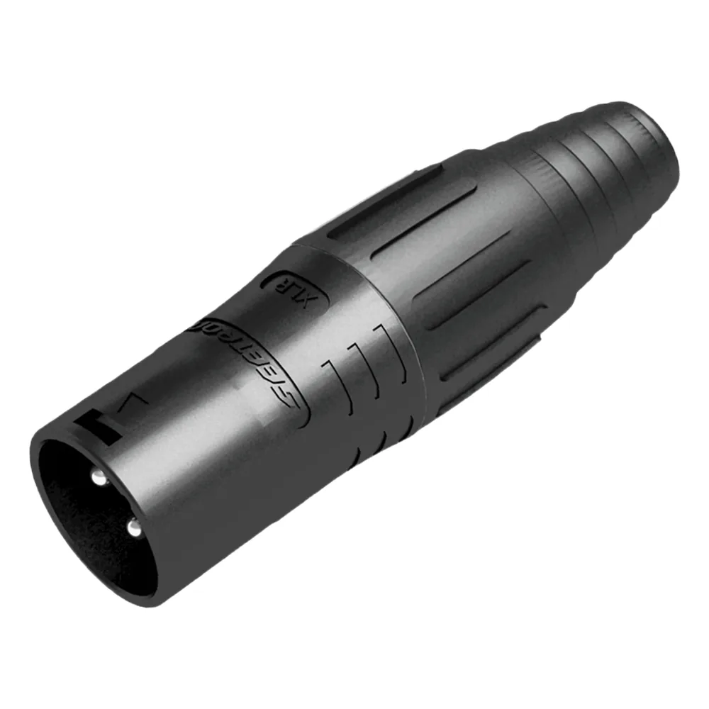 XLR conector de cable macho, carcasa enchapada en negro, contactos enchapados en plata