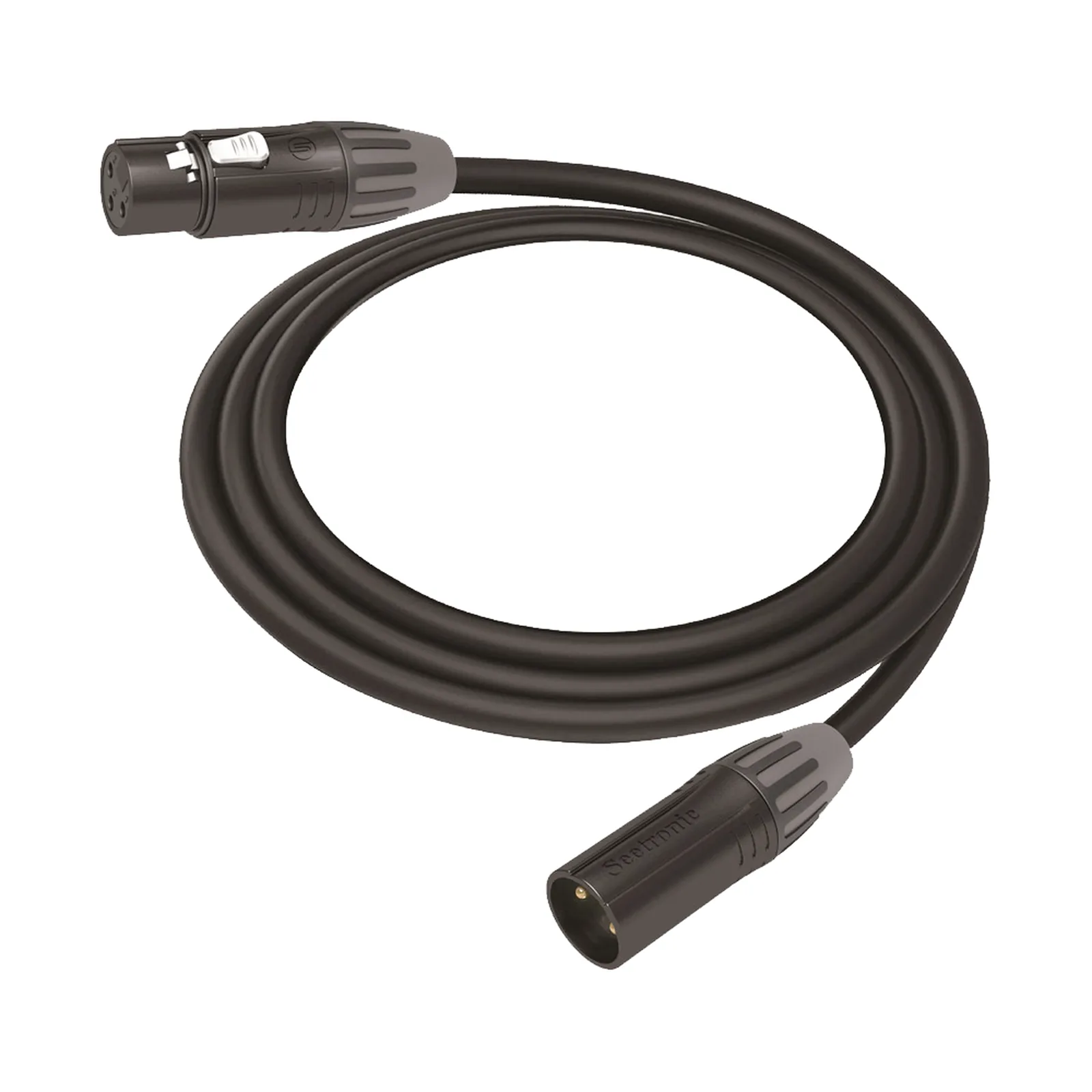 Cable XLR | 3 polos | Conector Hembra-Macho | Serie M | Carcasa Negra | Contactos Dorados | Ideal para Microfonía | Longitud 10m
