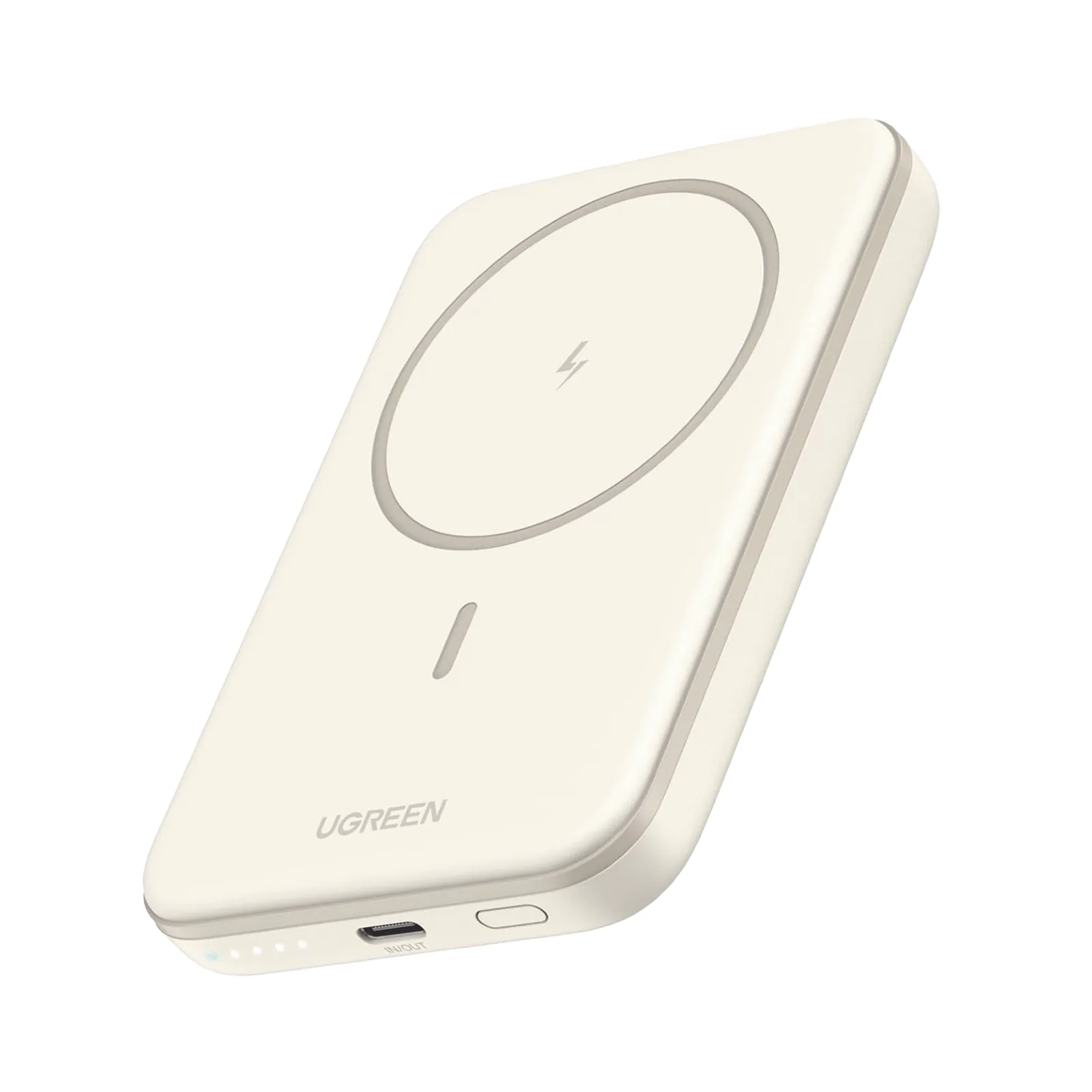 Power Bank MagSafe de 5000mAh | 15W | Carga Inalámbrica y por Cable USB-C | Sistema de Protección Inteligente | Tecnología de Carga Rápida | Ultra Delgado | Ultra ligero | Compatible con iPhone 15/14/13/12 | Color Beige.