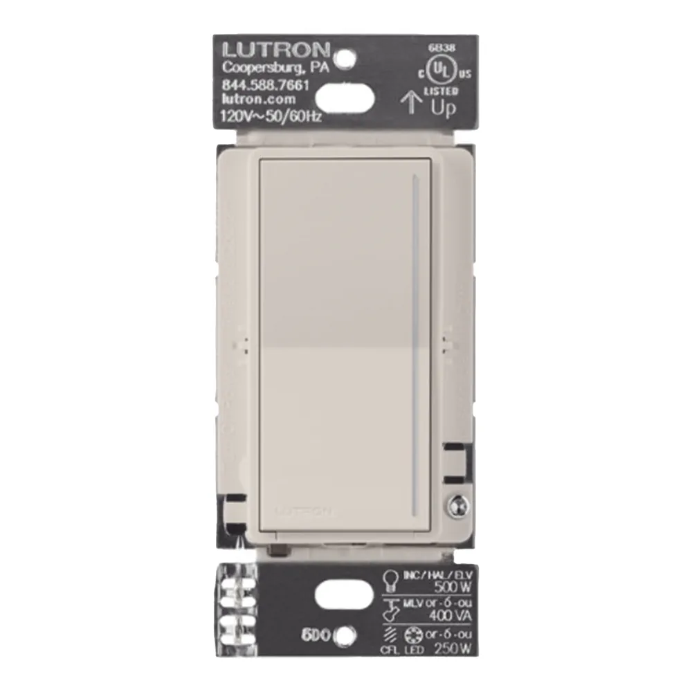 Atenuador de pared táctil RadioRA 3 Sunnata PRO, requiere neutro, hasta 250 W LED/CFL, compatible con 3 vías, taupe