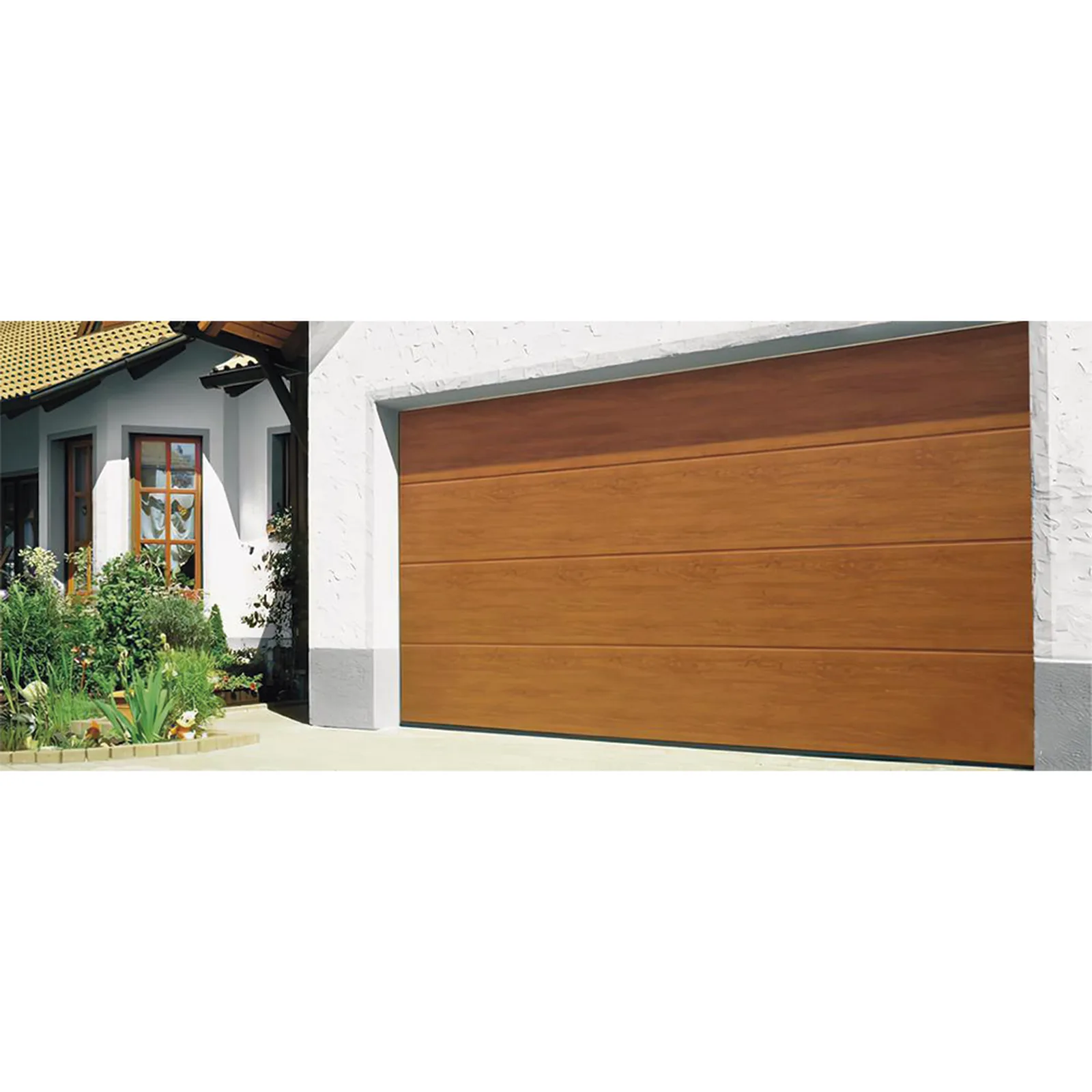 Puerta de Garage D/ Alta calidad / 10x9 pies / AISLADA / Estilo Americana / Imitacion Madera / Golden Oak / Linea Central .