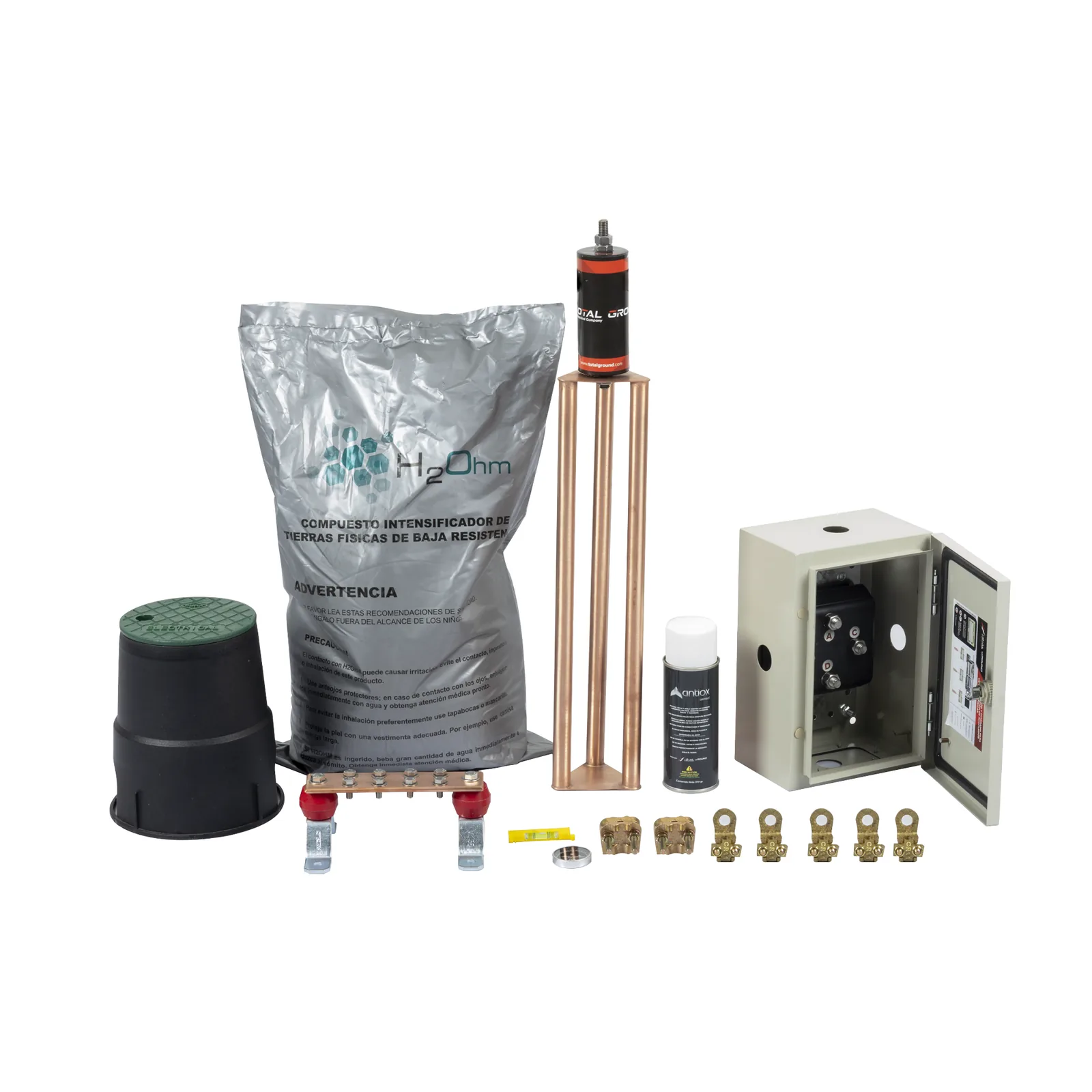 Kit de tierra física modelo TG70K con Electrodo Magnetoactivo y Accesorios de Instalación, capacidad: 70 AMP