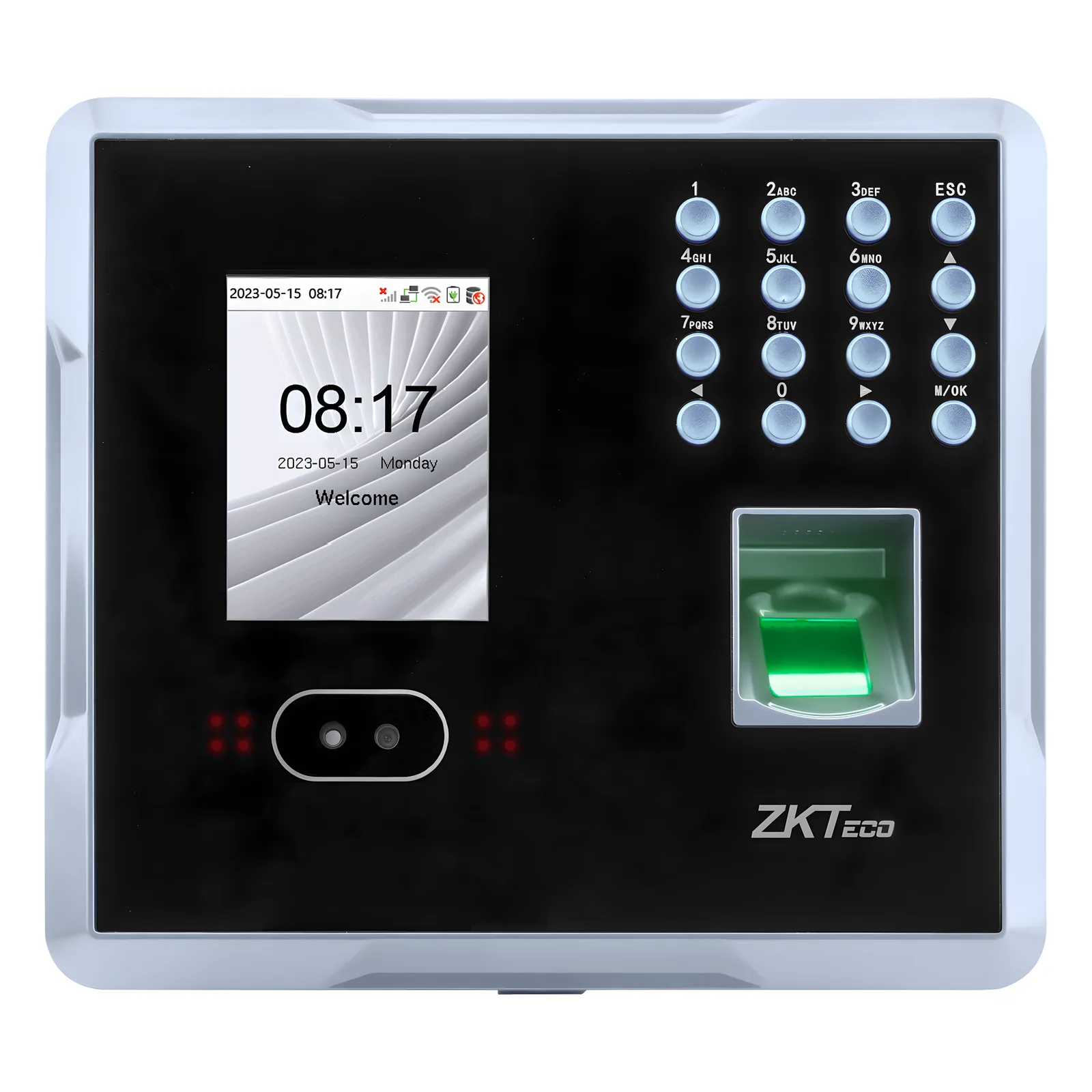 Terminal Multi-Biométrica de Asistencia y Control de Acceso / Reconocimiento Facial, Huella y Tarjeta / 2,000 Usuarios / 1,500 Rostros / 2,000 Huellas / 100,000 Eventos / TCP/IP Wi-Fi USB / ADMS / Pantalla 2.8" TFT
