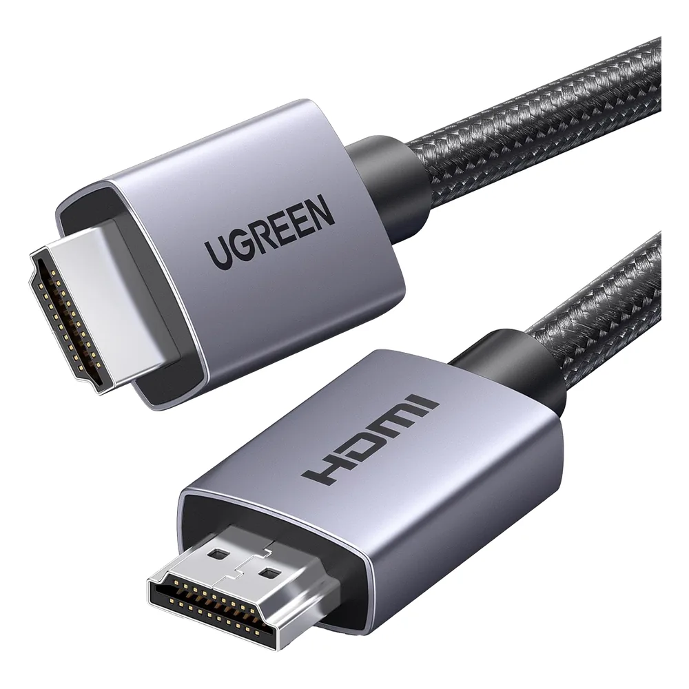 Cable HDMI 2.0 de Nylon Trenzado | 1 m | 4K@60Hz | ARC | Dolby ATMOS | True HD | DTS HD | HDR | 3D Inversivo | 3 modos de Visualización | 3 Capas de Protección + 4 de Blindaje | Niquelado | Carcasa de Aluminio.