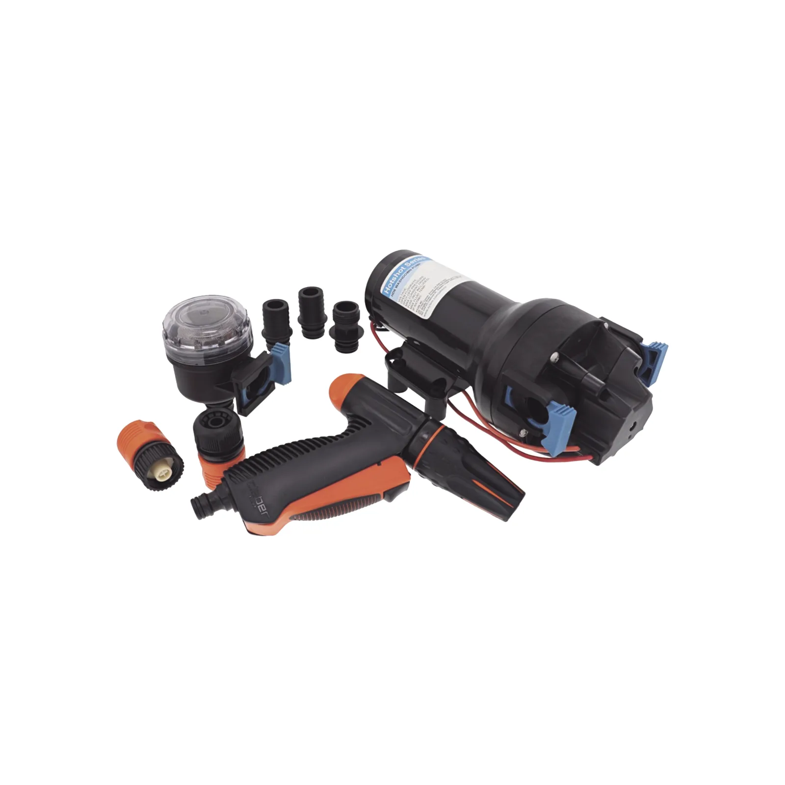 Bomba de Diafragma Hotshot HD5 / 12 VCC / 5 GPM (18.9 LPM) / 70 PSI (4.8 BAR) / Interruptor de Presión Integrado / Autocebante / Funcionamiento en Seco / IPX6 / Lavado Marino