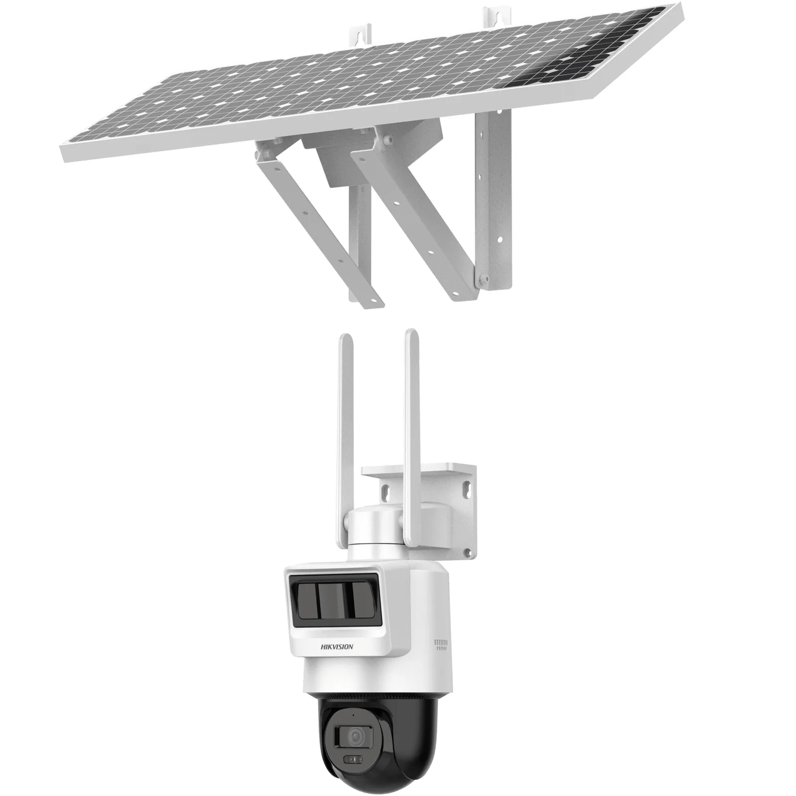Kit Solar IP All in One / Doble Detección (Radar + PIR) / PT IP 4 Megapixel / Lente 2.8 mm / Panel Solar / Batería de Respaldo de Litio 90Wh (Hasta 2 días) / Conexión 4G / Audio de Dos Vías / Accesorios de Inst. / Direc