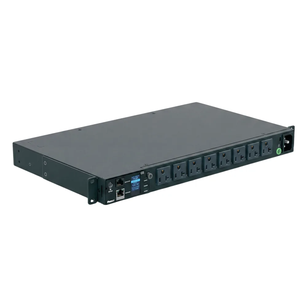 PDU G5 Monitoreable (MI) para Distribución de Energía, Enchufe de Entrada NEMA 5-15P, Con 8 Salidas 5-20R, Horizontal 19in, 120 Vca, 20 Amp, 1UR