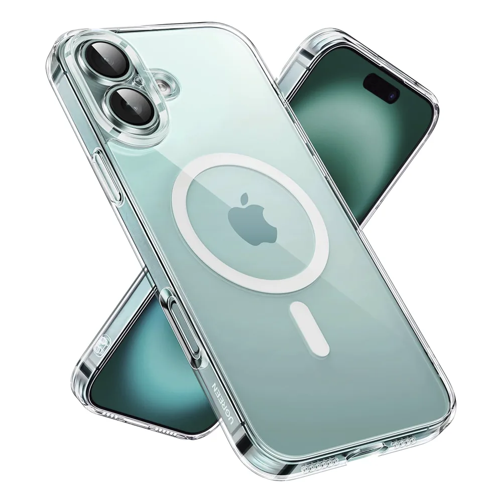 Funda protectora magnética transparente UGREEN Classy para iPhone 16 Plus (transparente)