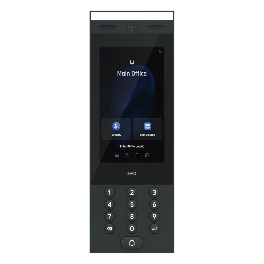 UniFi Intercom para interior/exterior IP65, Lector NFC y QR / Pantalla táctil 7", cámara, bocina y micrófono, sensor de movimiento, funciona con UniFi Access