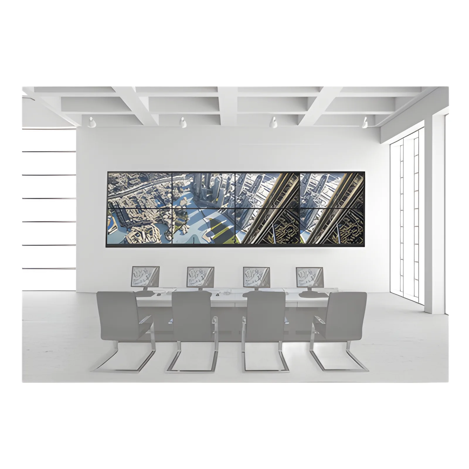 Kit Videowall 4x2 / Incluye 8 Pantallas de 55" / Decoder / Base de Pared