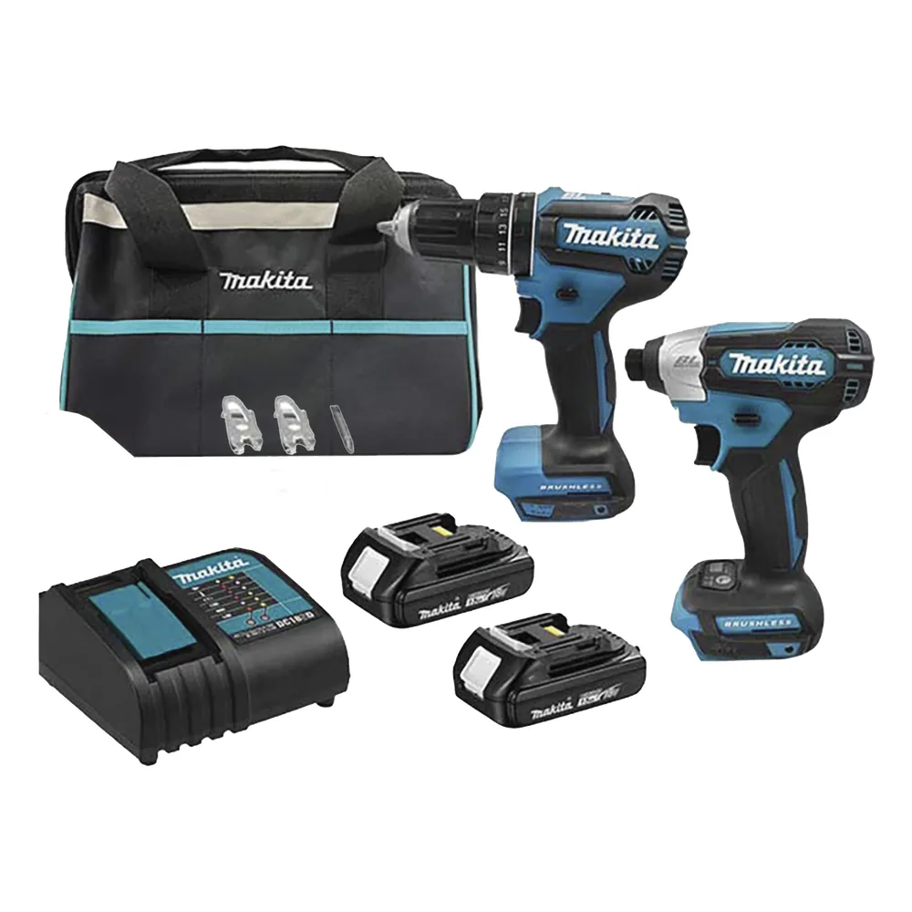 Kit de Rotomartillo Atornillador DHP485Z + Atornillador de Impacto DTD157Z, incluye 2 Baterías BL1815N, 1 Cargador DC18SD y Maleta de lona.