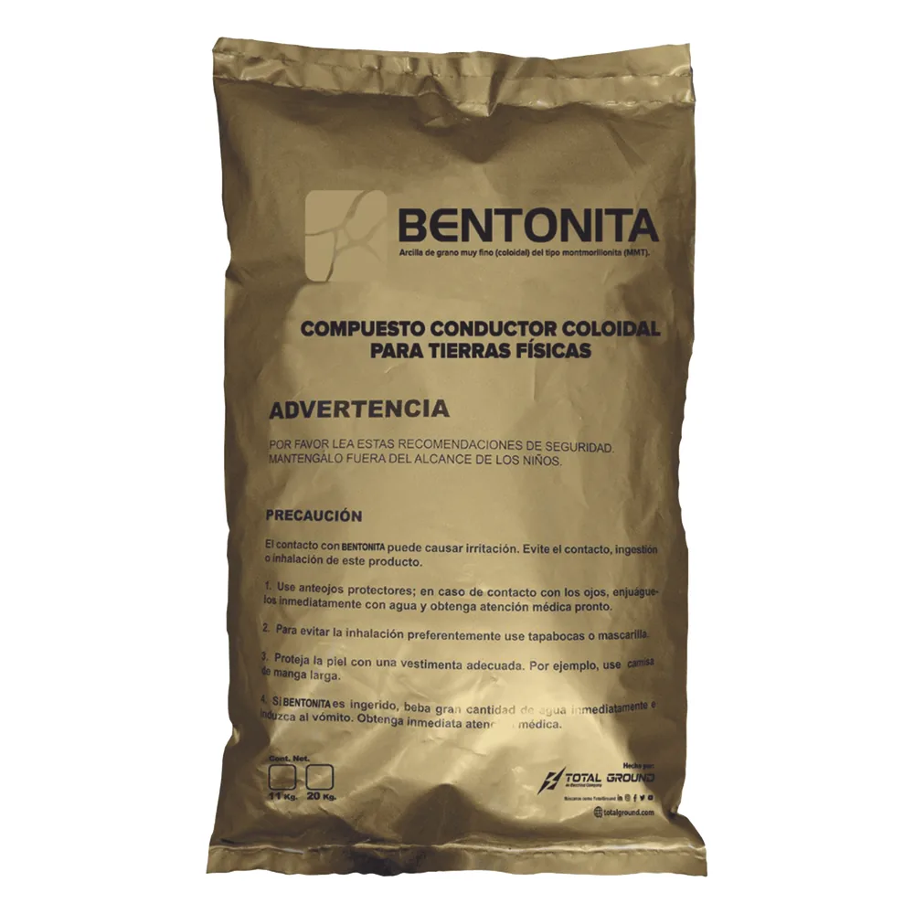 Bentonita, Compuesto Conductor Coloidal para Tierras Físicas, Saco con 20 Kgr.