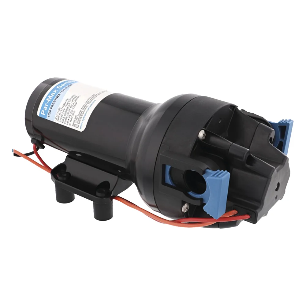 Bomba controlada por presión Par Max 6 para trabajo pesado a 24 Vcd, caudal de 6 GPM, presión máxima 40 psi, para manguera de entrada con orificio de 38 mm (1½”), manguera de descarga con orificio de 25 mm (1”)
