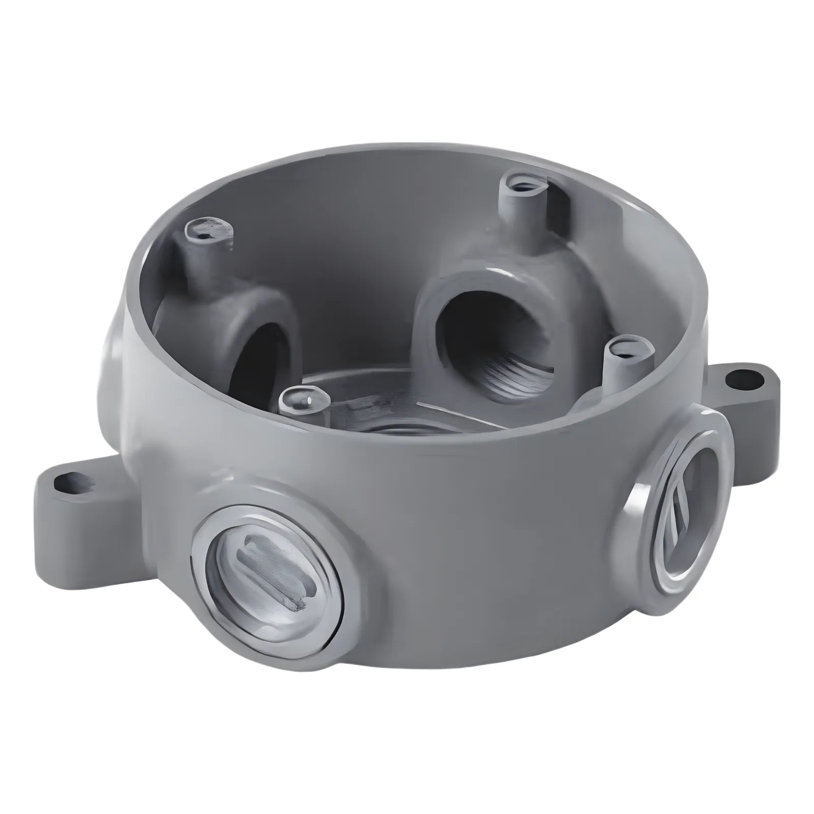 Caja Redonda Estándar sin Tapa a Prueba de Intemperie 102(4) de 3/4" (19 mm) / Con 5 salidas.