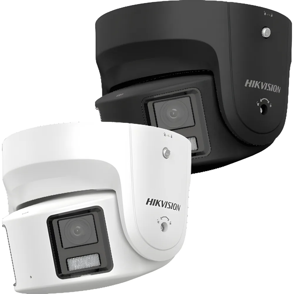 [ PROTECCIÓN ACTIVA ] Turret IP Panorámica 8 Megapíxel / Color Negro / 2 Lentes 4 mm (180°) / Imagen a Color 24/7 (ColorVu) / PoE / WDR 130° / IP67 / ACUSENSE / Luz Estroboscópica y Alarma Audible / 30 mts Luz Blanca /