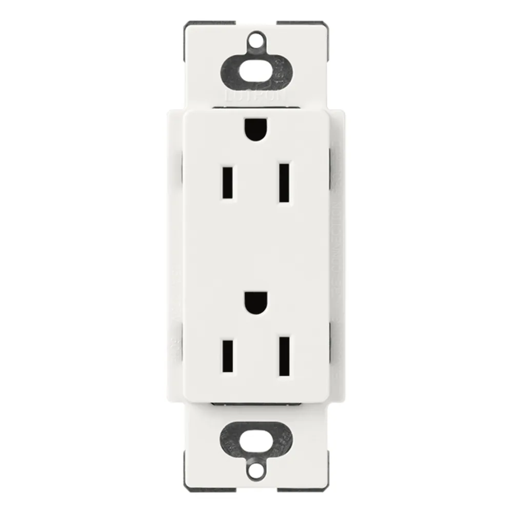 Receptáculo dúplex Claro 15 A 125 V, apertura tipo decorador, acabado satín Architectural White