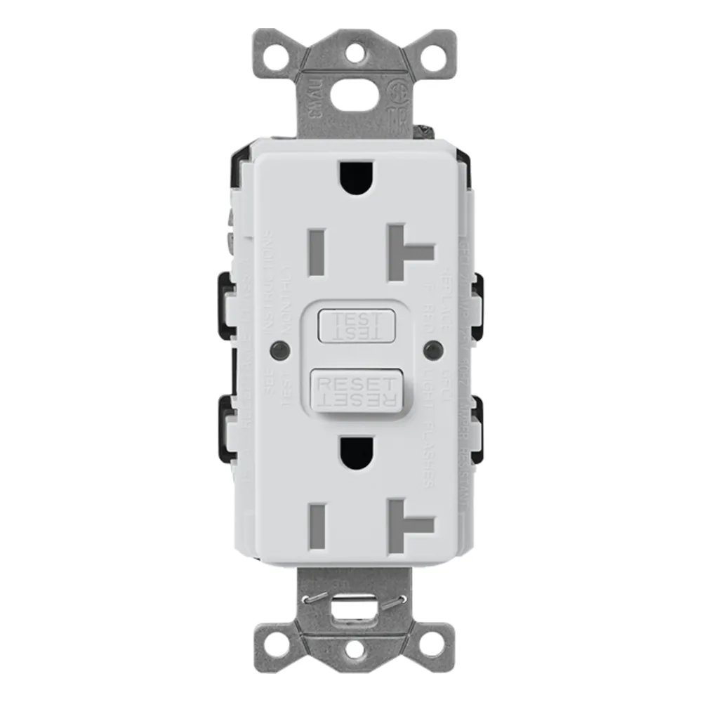 Tomacorriente GFCI de autoprueba, resistente a manipulaciones, 15 A, 125 V, NEMA 5-15R, gris