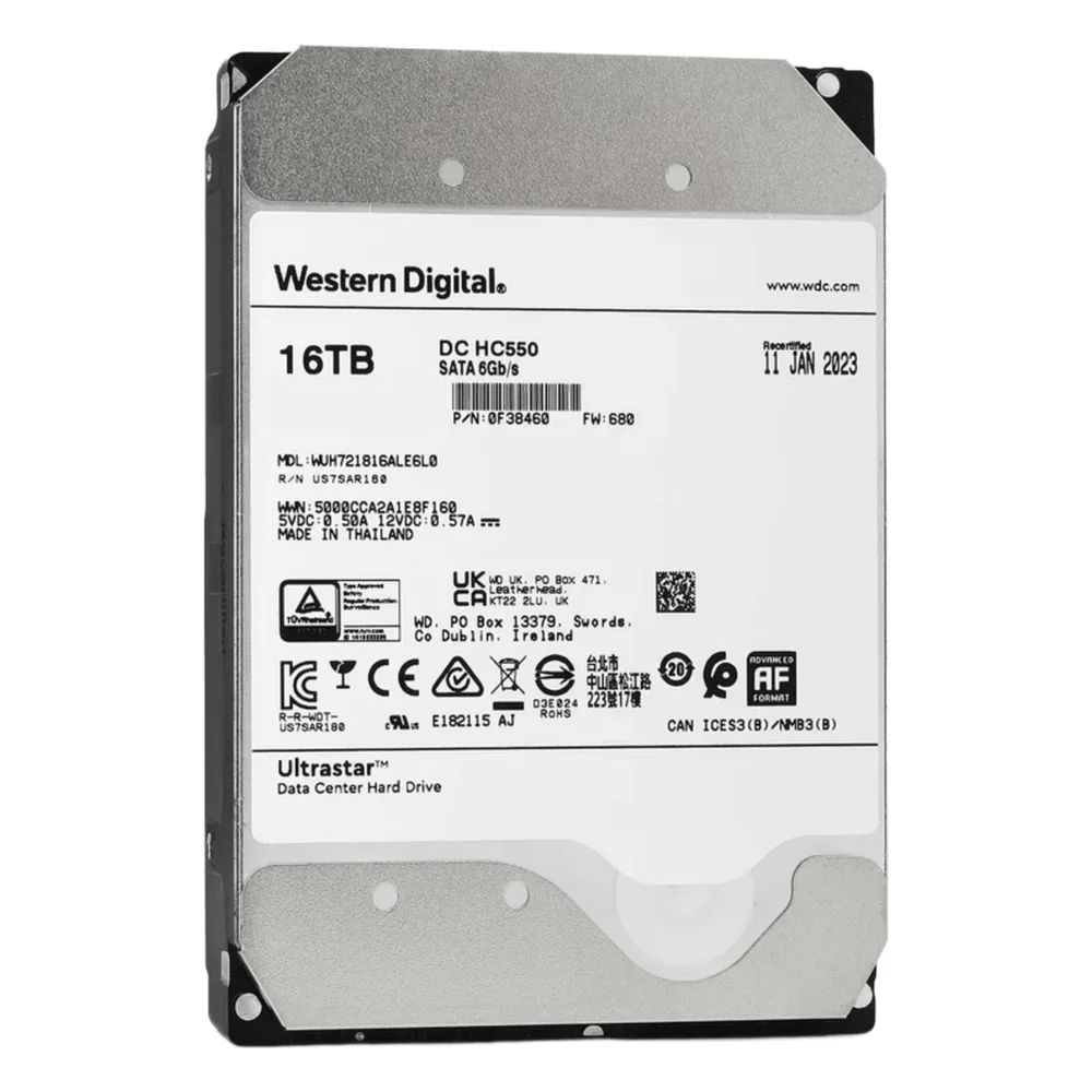 Disco Duro Enterprise 16 TB / Wester Digital (WD) / Serie Ultrastar / Recomendado para Data Center y NVRs de Alta Capacidad / Alto Performace
