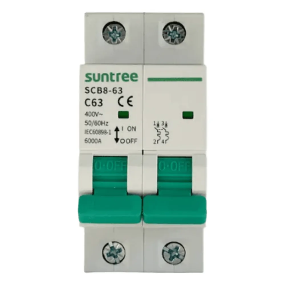 Protección Térmica/ Interruptor 2P, 16 A, Corriente Alterna 400Vca para Aplicación Fotovoltaica Montaje Riel DIN