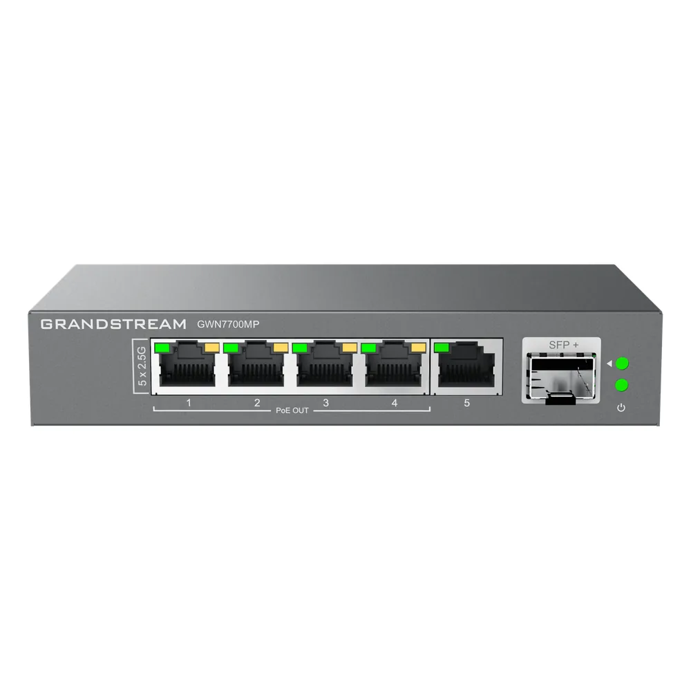 Switch de Red Multi-Gigabit No Administrable / 5 Puertos de2.5 Gbps (4 PoE) / Puerto SFP+ Fibra 1 o 10 Gbps / Montaje en Escritorio o Pared / Plug-and-Play / Tecnología Verde