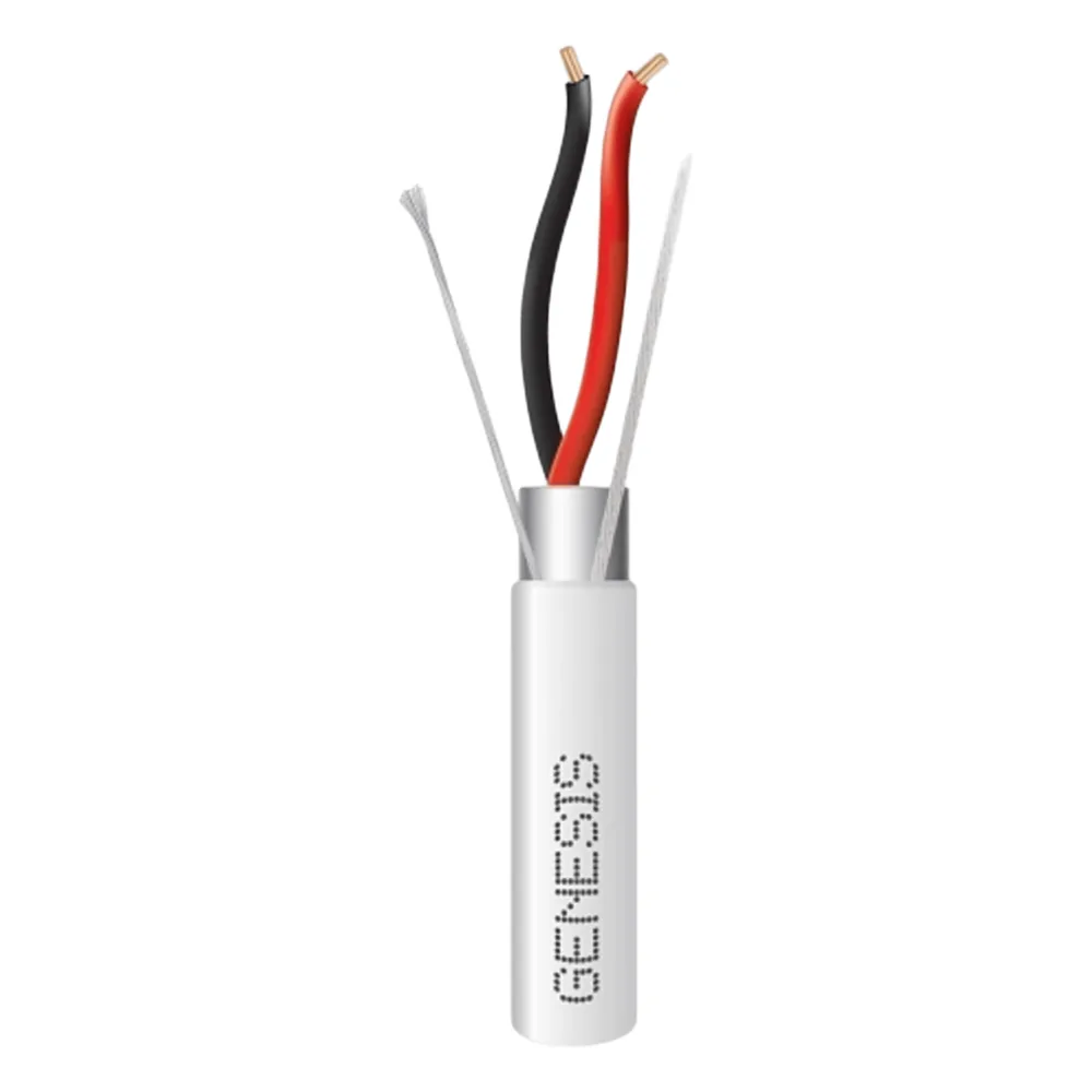 Bobina de 305 Metros (1000 Pies) de Cable 2x22 AWG BLINDADO / PLENUM / Color Blanco / Para Aplicaciones de Audio, Seguridad y Control