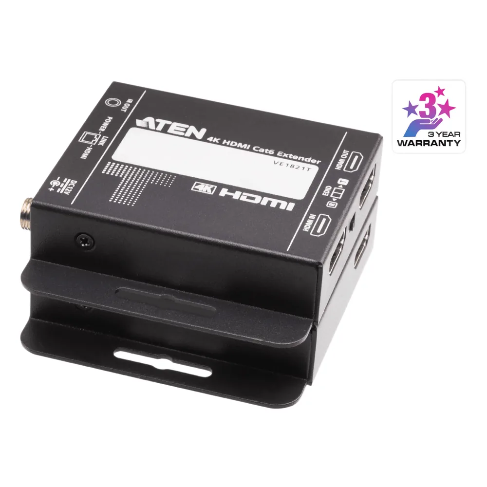 Kit Extensor HDMI | 4K sobre Cat 6 | 4096x2160 @ 30 Hz | Hasta 40 metros Cat 6 | Tecnología PoC | EDID Switch y Copia | Control IR Remoto | Audio Lossless 7.1CH | Metal | Plug and Play