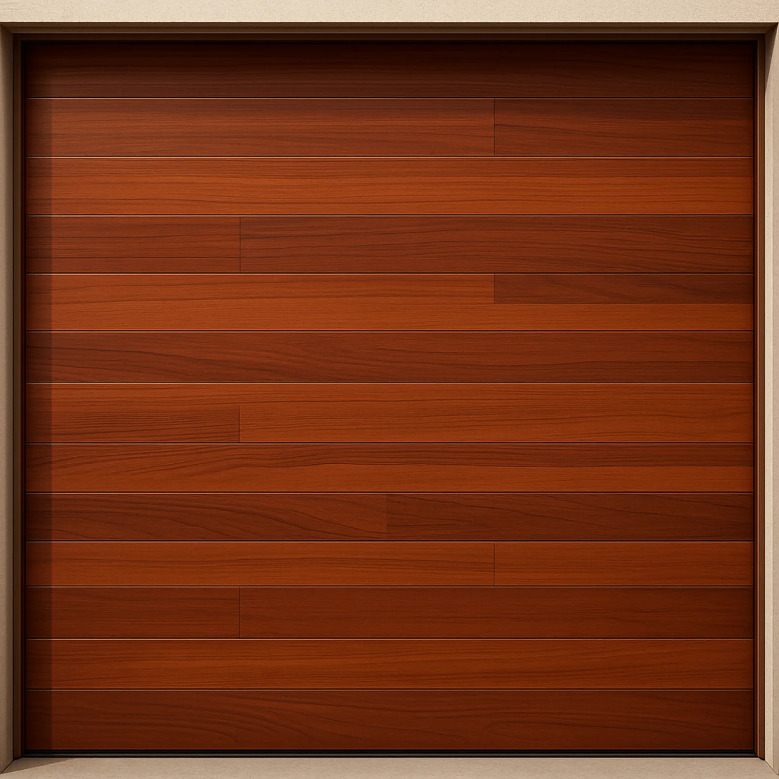 Puerta de Garage de Alta Calidad / Estilo Americano / Acabado Laminado PREMIUM / Color Madera Clara / 12x8 Pies.