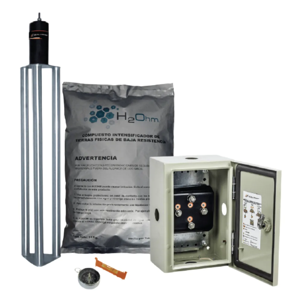 Kit de puesta a tierra de 70 A con Electrodo de Acero Inoxidable, Filtro, Acoplador y Compuesto H2Ohm.