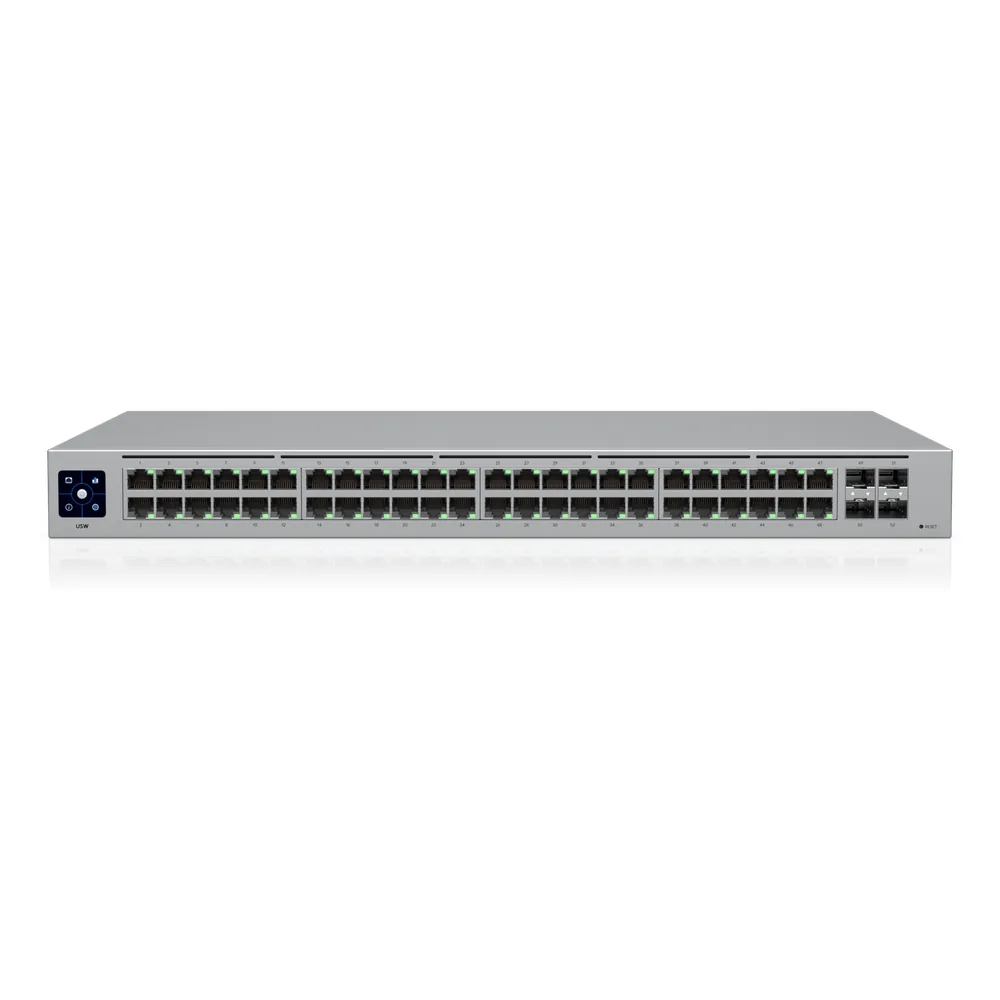USW-48 — Switch Layer 2 de 48 Puertos GbE + 4 Puertos SFP con Diseño Fanless para Funcionamiento Totalmente Silencioso
