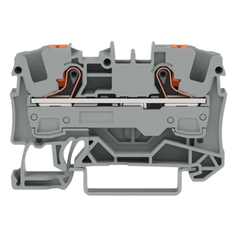Borna de Paso TOPJOB® S Serie 2206 / 2 Conductores / Push-in CAGE CLAMP® / Sección 6 mm² / Tecla de Accionamiento / Aplicaciones Ex e II / Carril DIN 35x15 y 35x7.5 / Orificio de Prueba / Marcaje Lateral y Central / Temperatura -60&deg