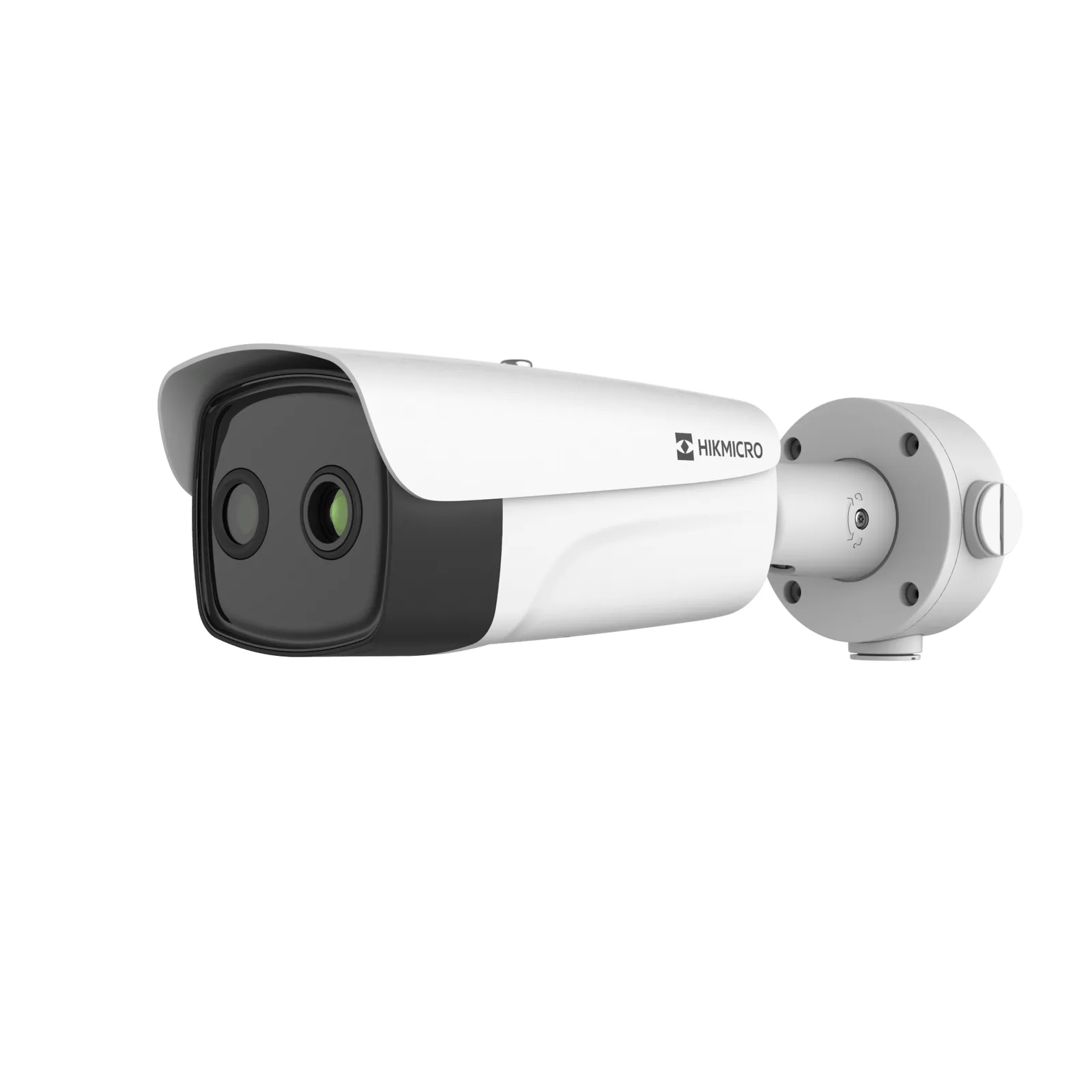 (HIKMICRO) Bala IP Bi-Espectral / Térmica (388 X 288 / 35 mm) + Óptica (4 MP / 12.4 mm) / IA GUANLAN / Rango: -20°C a 150°C / 8°C Tolerancia / Detección de Fuego y Humo / Alarma Visual y Audible / Dual Light / PoE / Antico