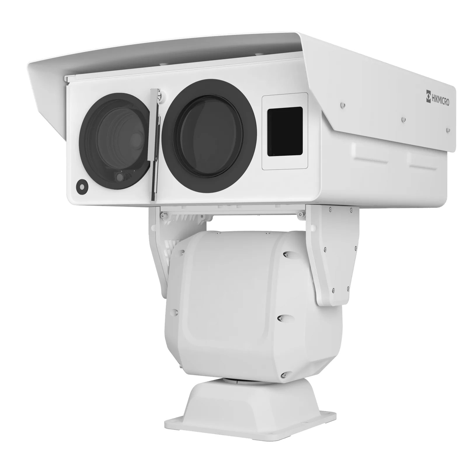 PTZ Punta de Poste IP Dual / Lente Térmico 100 mm (640 X 512) / Lente Óptico 56X Zoom (4 MP) / 800 mts IR Laser / 36 VCC / IP66 / Recubrimiento Anticorrosivo