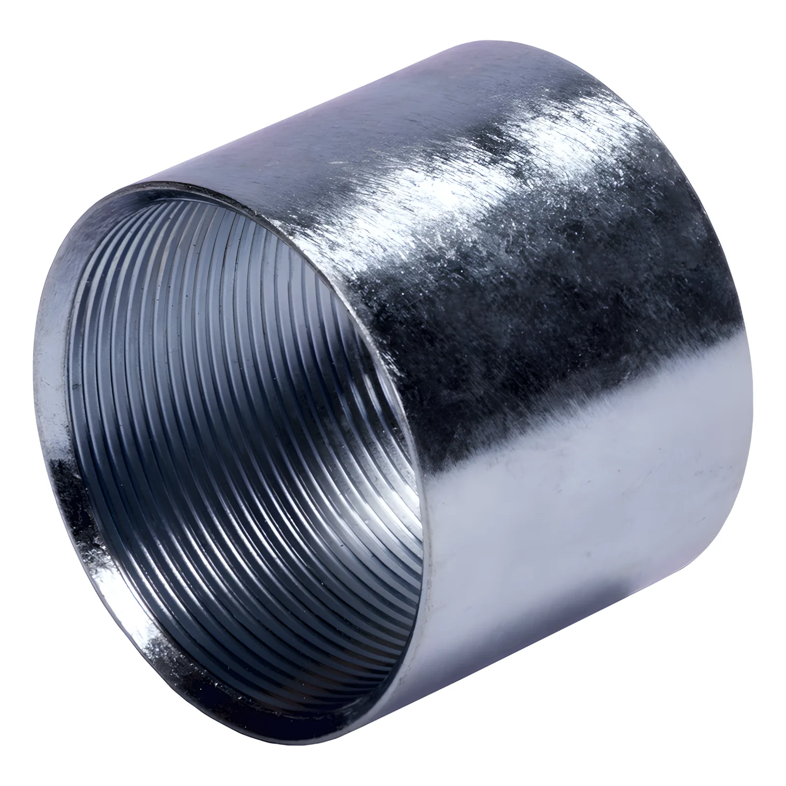Cople de 1 1/2" ( 38 mm) para Tubo Pared Gruesa (IMC) /Galvanizado / Etiqueta Amarilla.