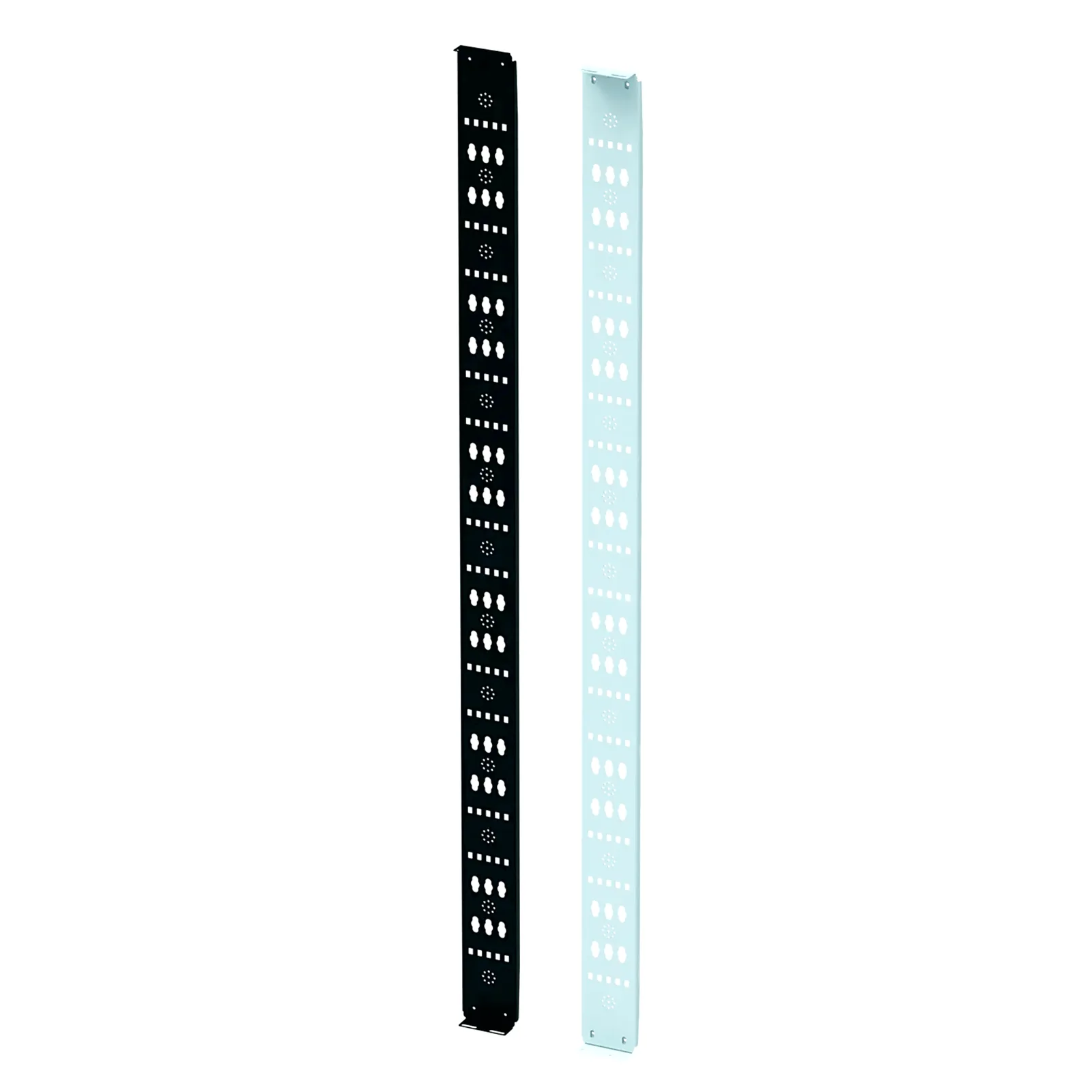 Organizador Vertical para Amarre de Cables / Acero Dulce / 2068 x 122 x 19 mm (81.4 x 4.8 x 0.75 in) / Negro Intenso RAL 9005 / Montaje sin Herramientas / Compatible con Accesorios de Gestión
