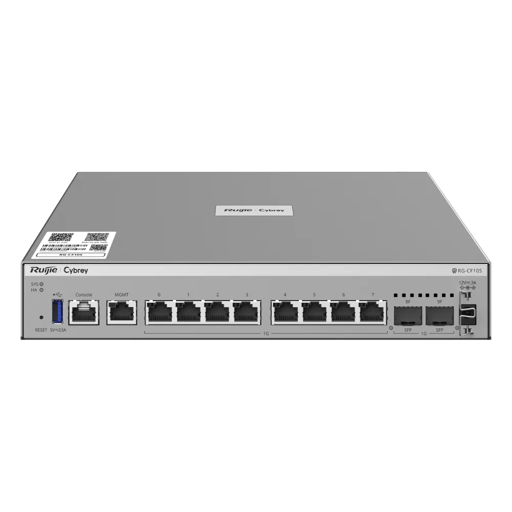 Firewall Next Generation / Empresarial / Alto Rendimiento 7 Gbps / Protección de Amenazas 500-700 Mbps / Gestión Cloud / 8 Puertos RJ45 + 2 SFP / Rack 1U / AI-Powered Security / Línea Cybrey