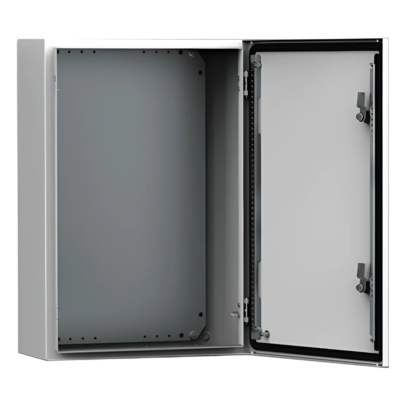 Gabinete de Uso Exterior MAS 600 x 600 x 210 mm NEMA 4/12/13; IP66; IK10 de Acero Dulce 1.5 mm con Platina de Montaje Incluida Color Gris Claro
