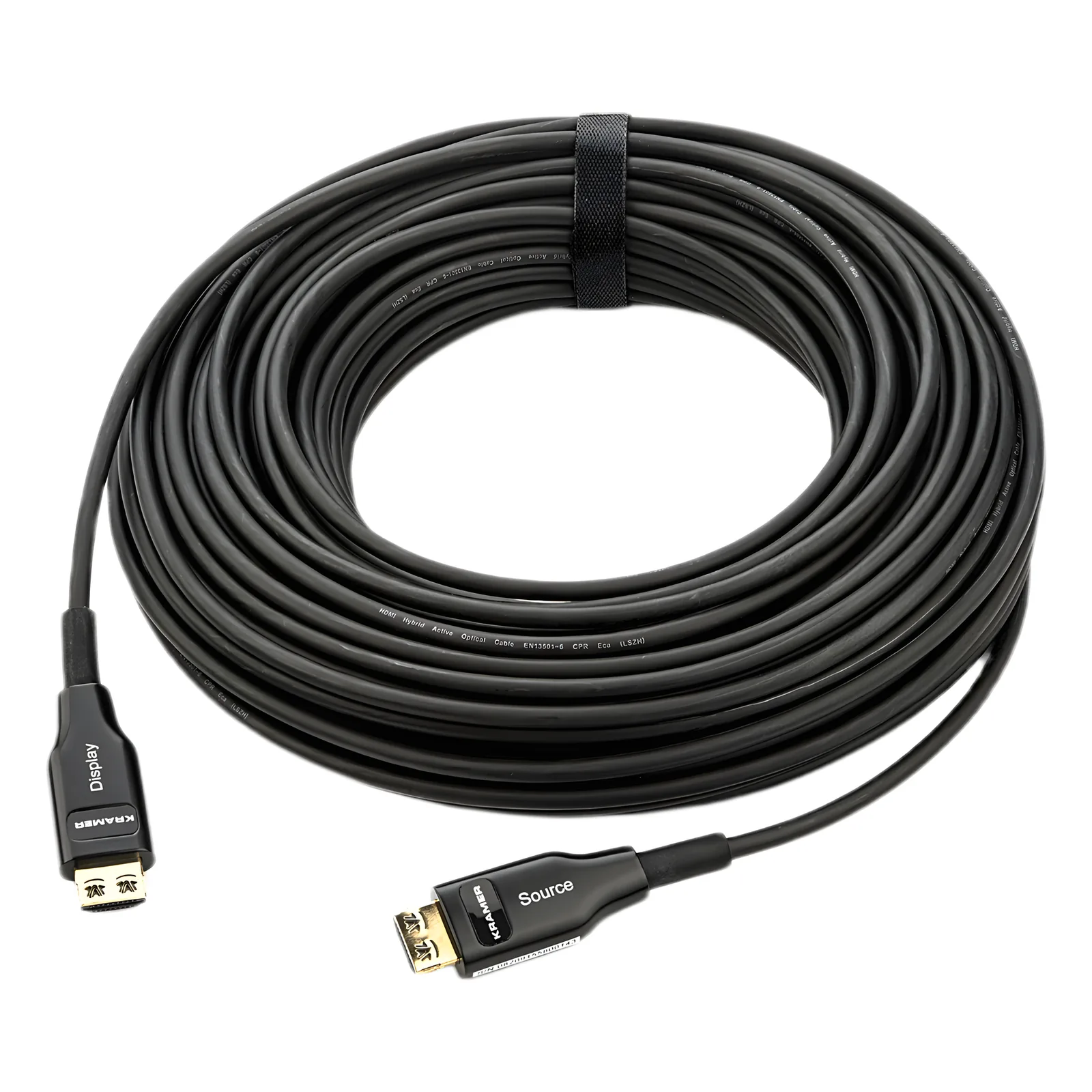 Cable Optico HDMI Híbrido | 4K@60Hz 18 Gbps | 30 m | Fibra OM3 + Cobre | LSHF | Bañado Oro 24K | HDCP 2.2 | HDR | ARC | CEC