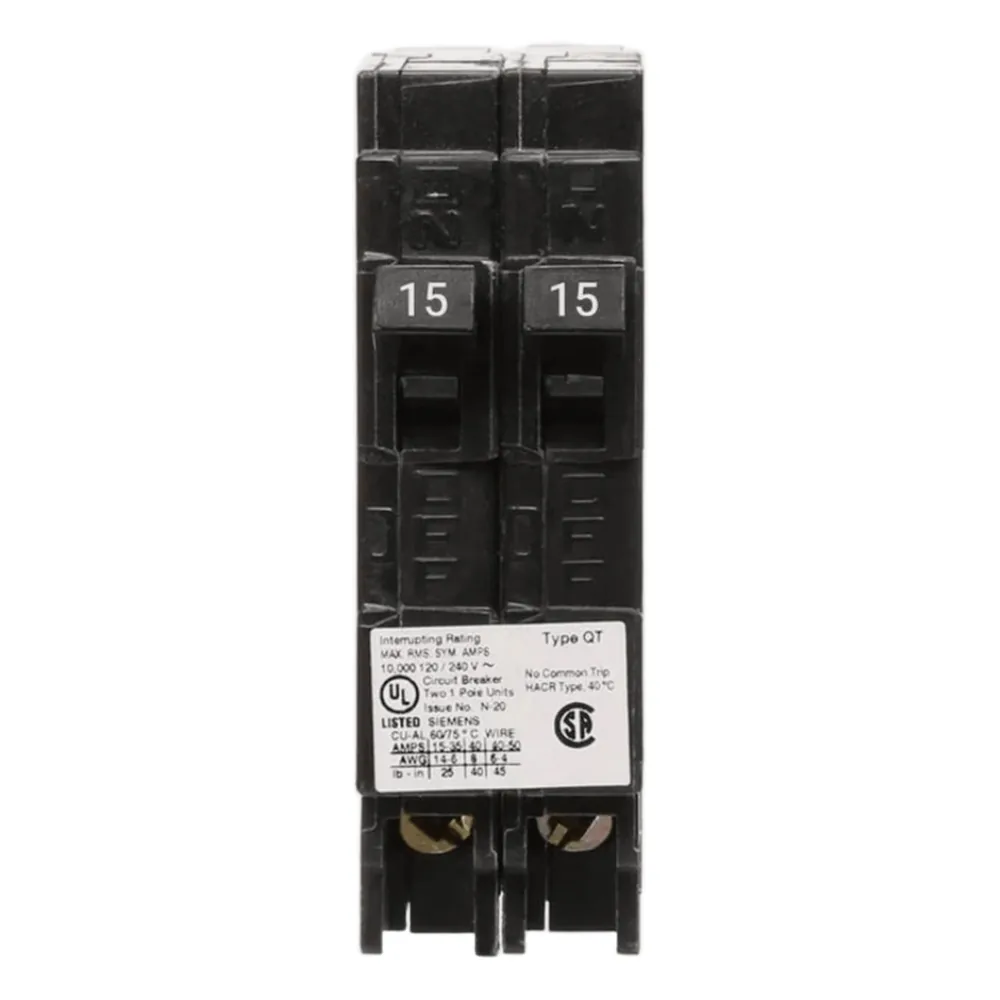 Interruptor automático DUPLEX enchufable tipo QT 2 polos, 20-30 amp
