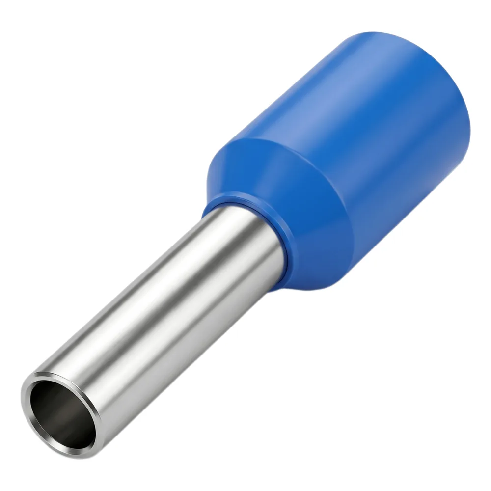 Conector Ferrule | 14AWG | 2.5mm² | Conductor Latón Estañado | Aislamiento PVC Azúl | 25 Piezas por Bolsa