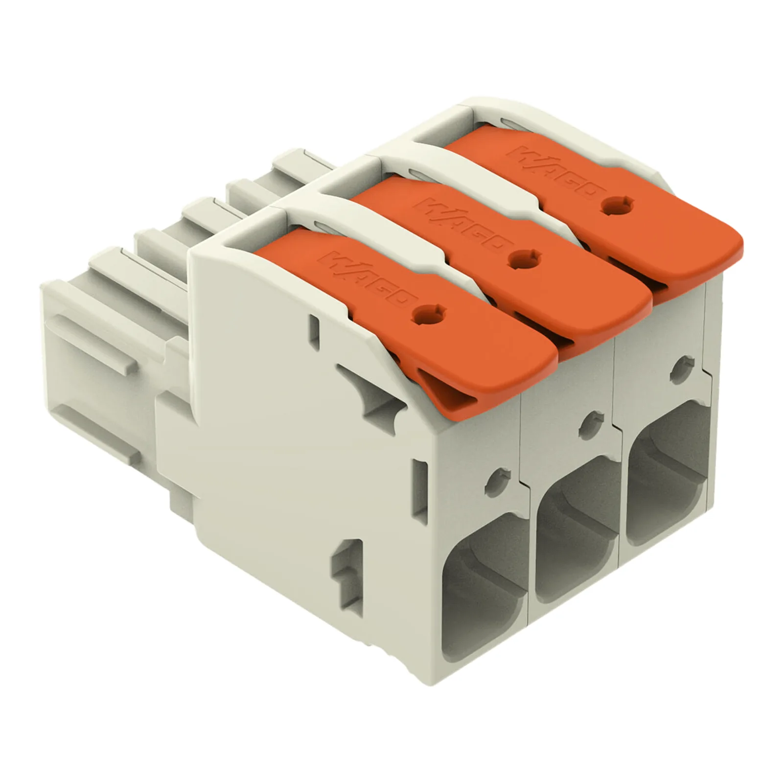 Conector Hembra / Push-in CAGE CLAMP® / 16 mm² / 3 Polos / Paso 10.16 mm (0.4 in) / Palanca / 76 A / 1000 V / Contactos Plateados / Gris Claro